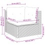 Skizze Gartenmöbel: Schwarzes Poly Rattan Ecksofa mit Maßen für Planung der vidaXL Sofagarnitur.