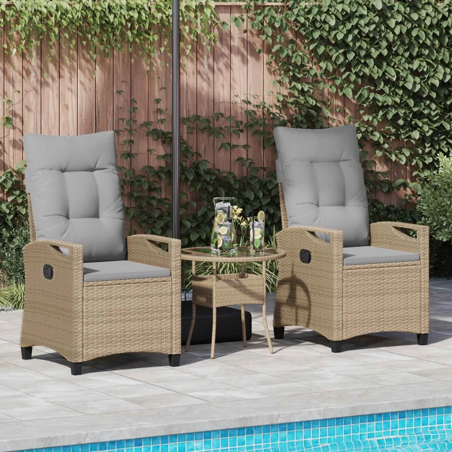 vidaXL Gartenstuhl 2 Stk Beige und Hellgrau 56 x 60 x 112 cm 42026833_3
