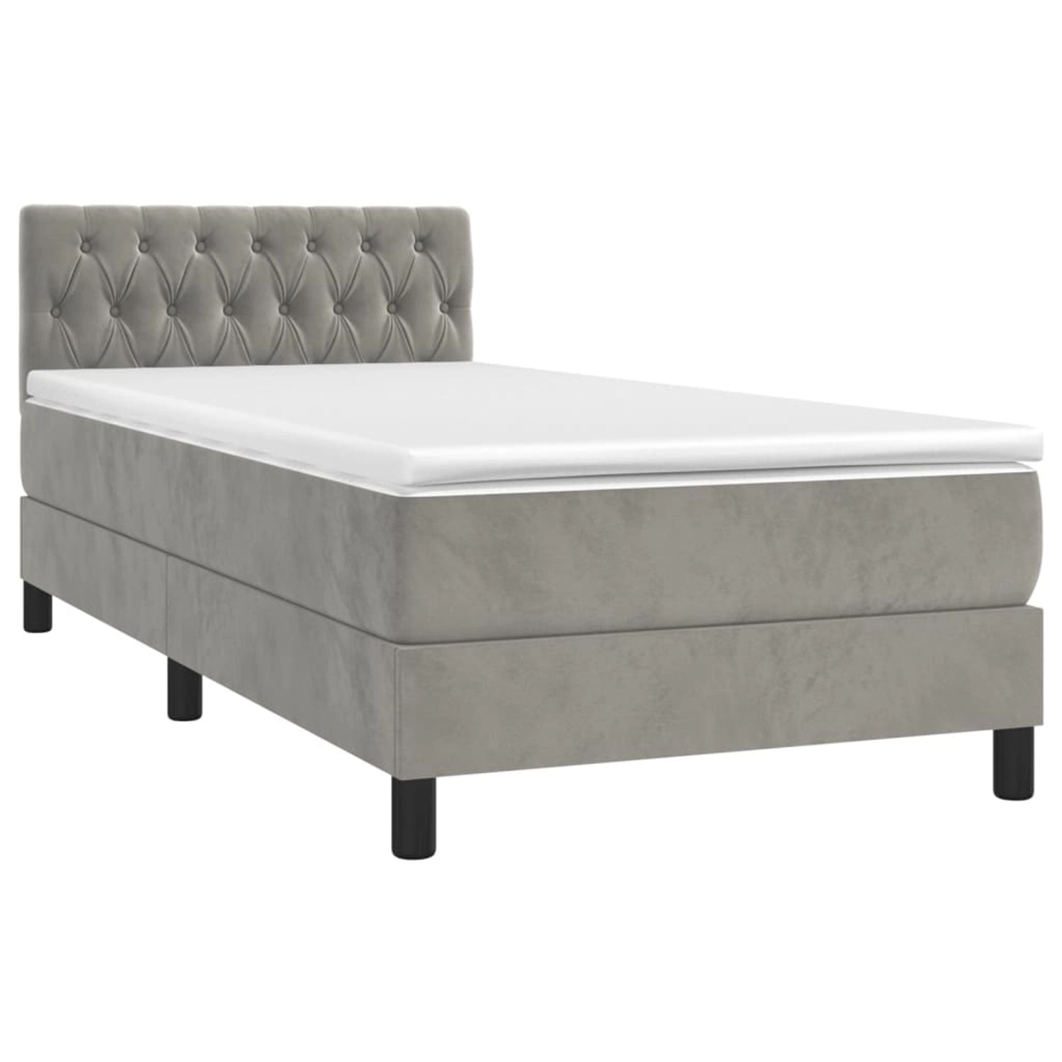 vidaXL Boxspringbett mit Matratze & LED Hellgrau 90x200 cm Samt 3134561 günstig online kaufen