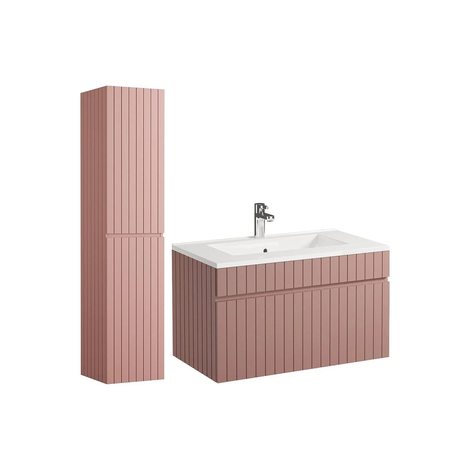 Vente-unique Badmöbel-Set Satara Puderrosa 80 cm