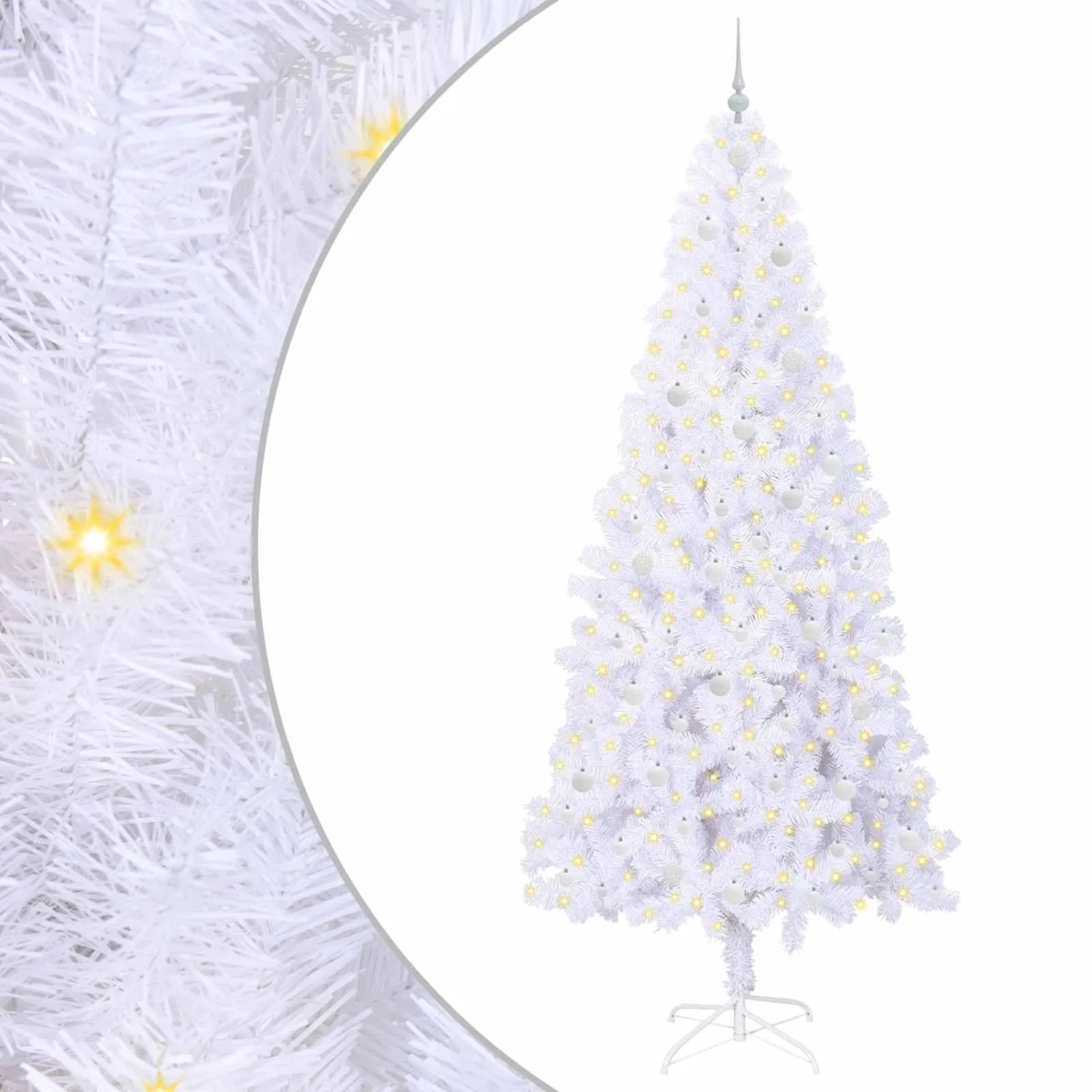 vidaXL Künstlicher Weihnachtsbaum Weiß 240 cm PVC und Stahl 3426678