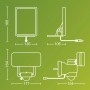 Technische Zeichnung der Philips Solar-Wandleuchte Tylus, Abmessungen in mm.