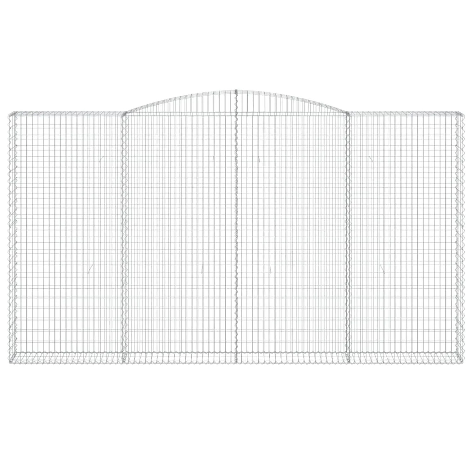 Set aus 7 Gabionen mit Hochbogen, 400x30x220/240cm, aus verzinktem Eisen für den Garten.