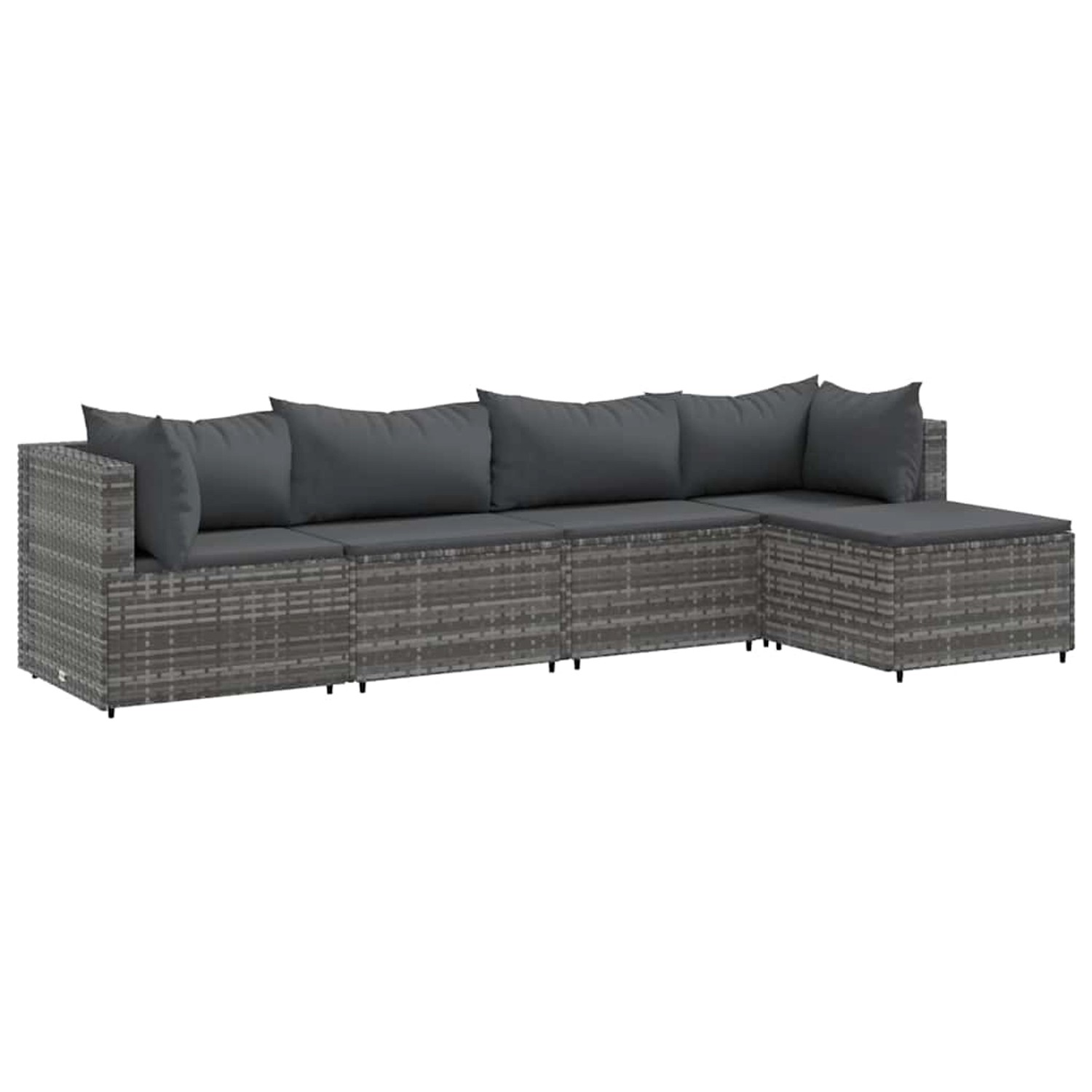 vidaXL 5-Tlg Garten-Lounge-Set mit Kissen Grau Poly Rattan 3308058 günstig online kaufen