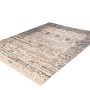 Beige-blauer Vintage Teppich (200x290 cm) mit orientalischem Muster. Dekorativer Flachflor-Teppich im Used-Look.