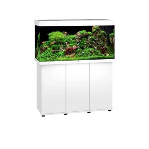 Juwel Rio 350 LED Aquarium-Kombination, weiß, 350 Liter, bepflanzt und mit Fischen.