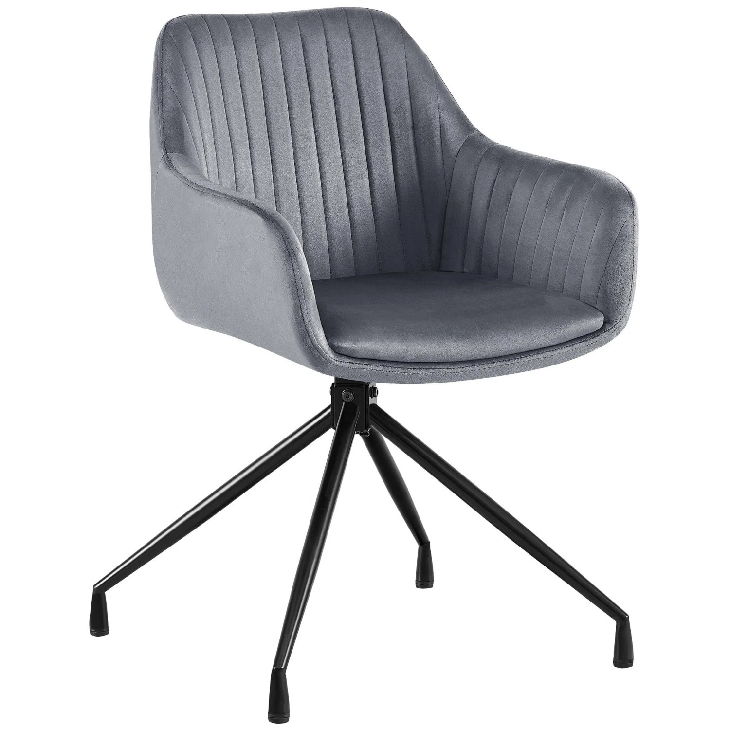DELUKE Esszimmerstuhl MILON Samt Dunkelgrau 58x58x81cm Essstühle Esszimmerstühle Küchenstühle Wohnzimmerstühle