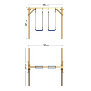 Wickey Schaukel Smart Move Rot, Gartenschaukel mit Maßen und zwei Schaukelsitzen.