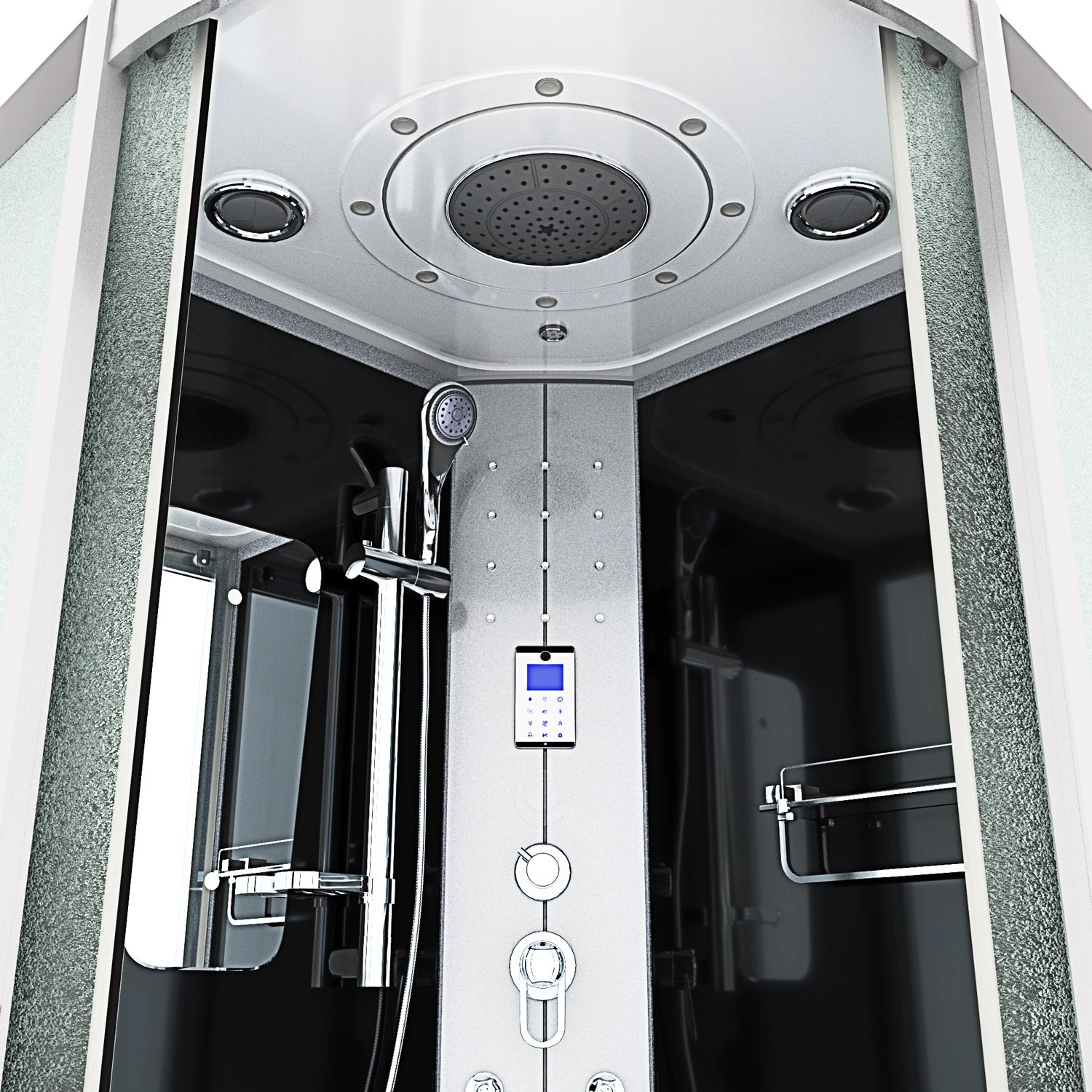 AcquaVapore Duschkabine 80x80 cm mit Regendusche, Handbrause und Massagedüsen.