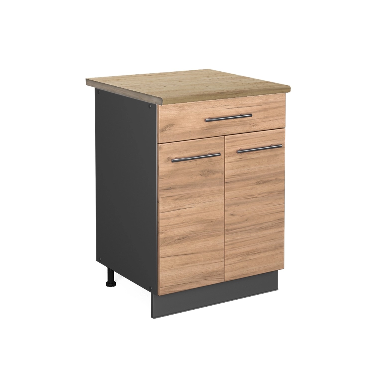 Vicco Küchenunterschrank Fame-Line Goldkraft Eiche/Anthrazit 60 cm mit Schublade AP Eiche