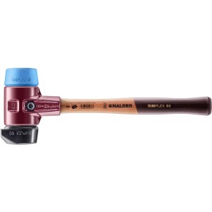 Halder Simplex Schonhammer, Ø 60mm, mit Gummi, TPE-soft Einsatz, blau, Standfuß und Tempergussgehäuse.