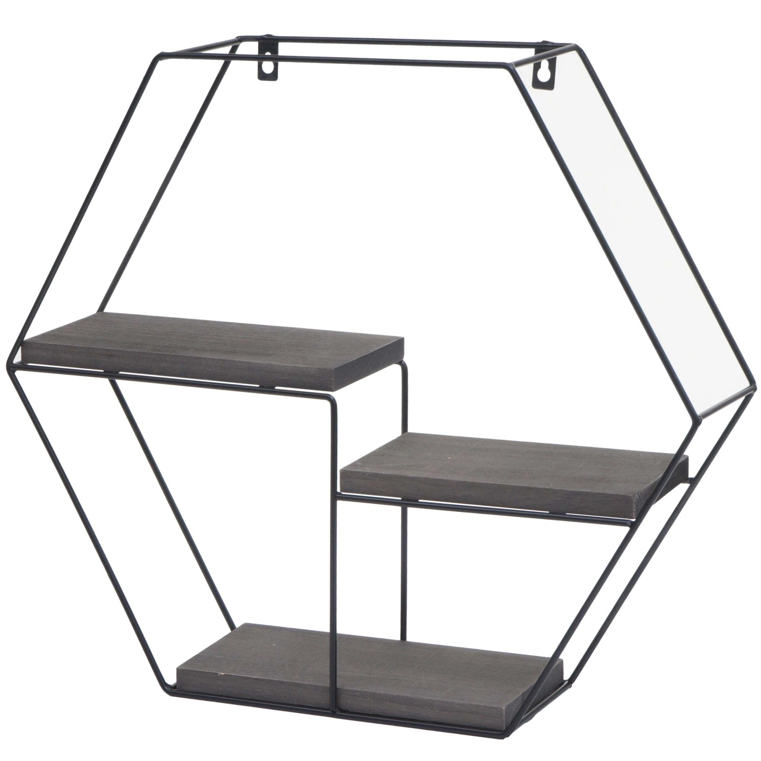 BERLINLODGE Wandregal Sechseckig HxBxT 43x49x11cm 3 Regalböden Metall Massi günstig online kaufen