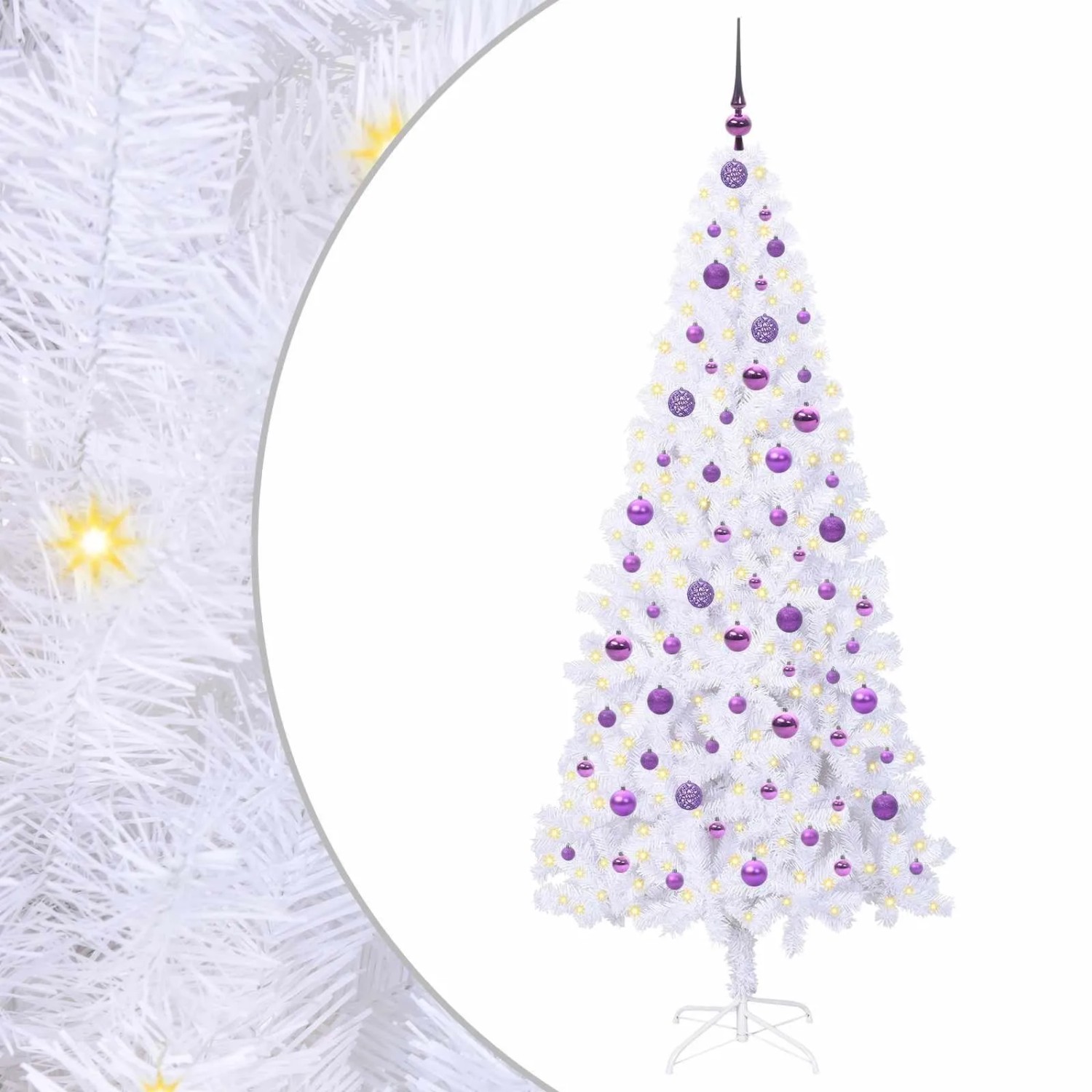 vidaXL Künstlicher Weihnachtsbaum Weiß 210 cm PVC und Stahl 3426672