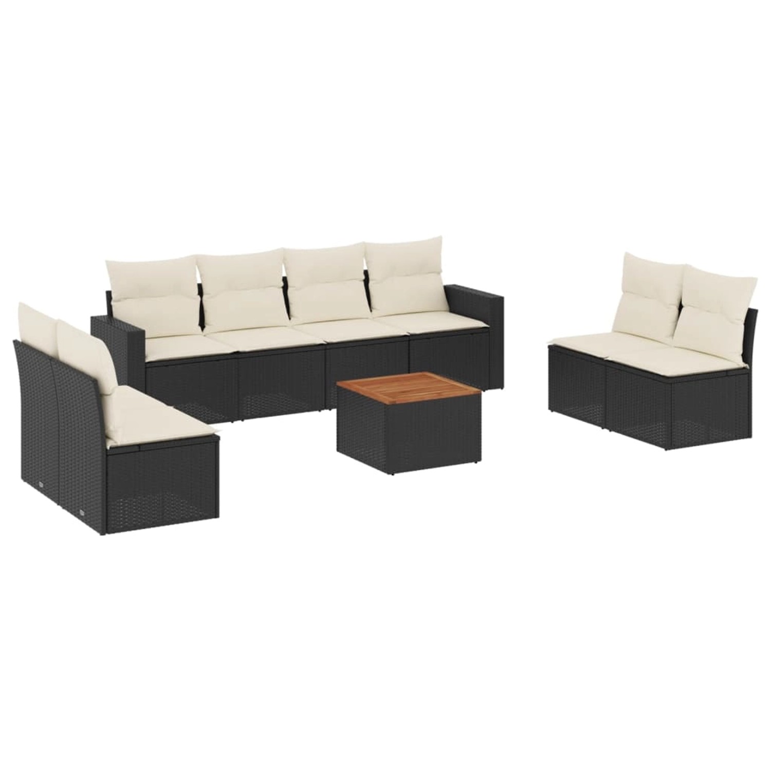 vidaXL 9-Tlg Garten-Sofagarnitur mit Kissen Schwarz Poly Rattan 3256413 günstig online kaufen