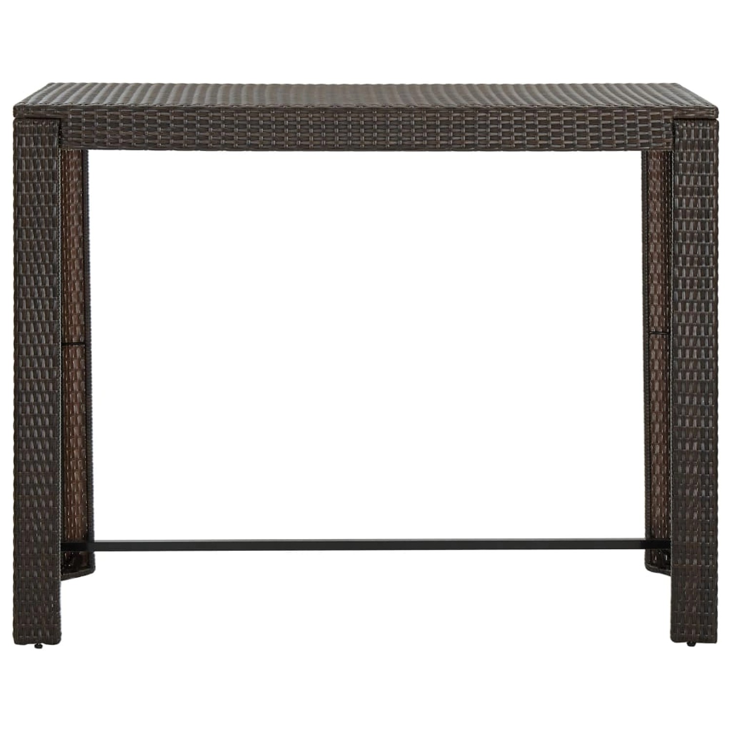 Braunes 7-tlg. vidaXL Gartenbar-Set aus Rattan mit Tisch und Hockern.