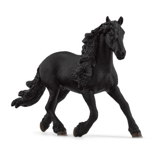 Schleich Friese Hengst, detailgetreue Spielfigur eines schwarzen Friesenhengstes.