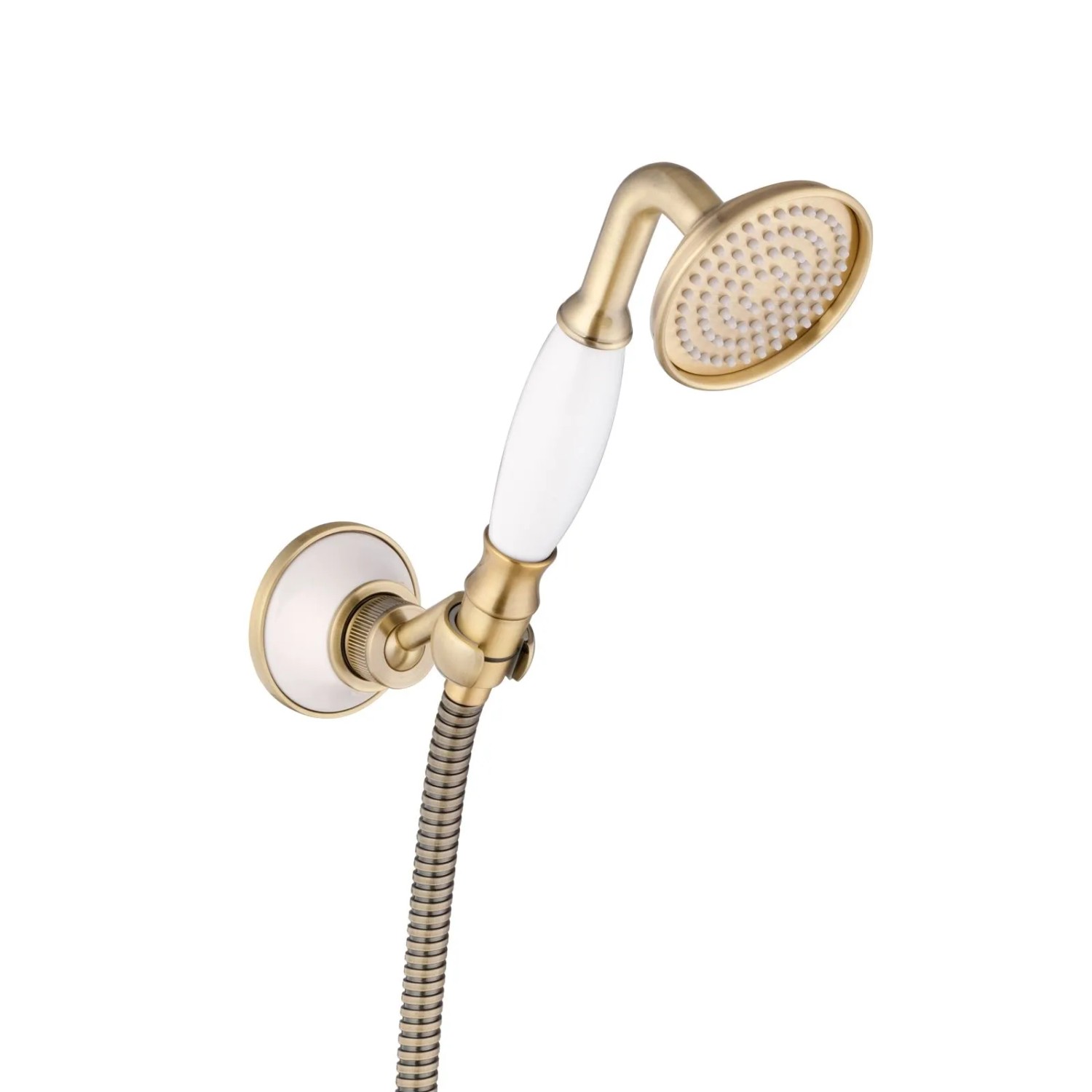 PaulGurkes Brausegarnitur Handbrause Messing Bronze Retro Nostalgie Keramik