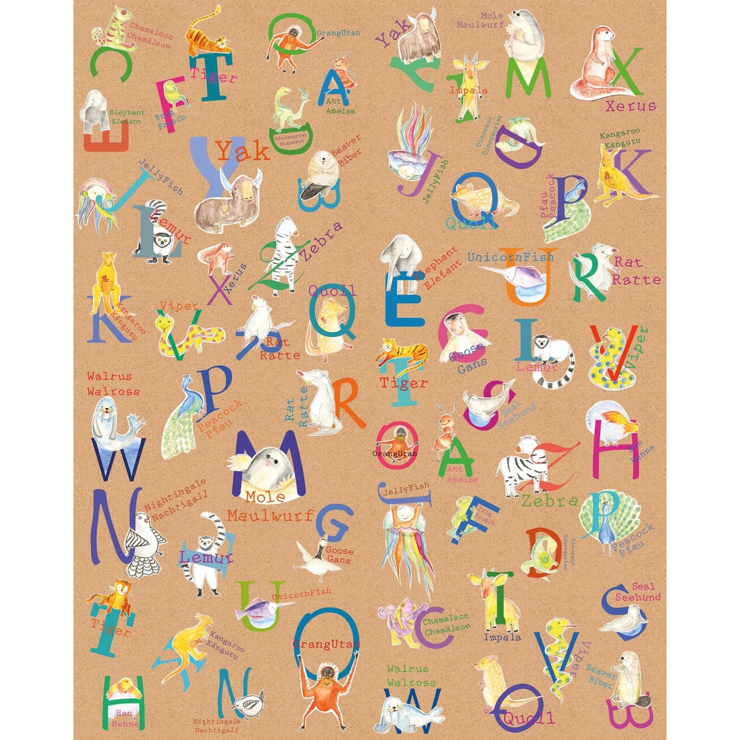 Komar Vliestapete Pure Animals A-Z, glatt, Comic