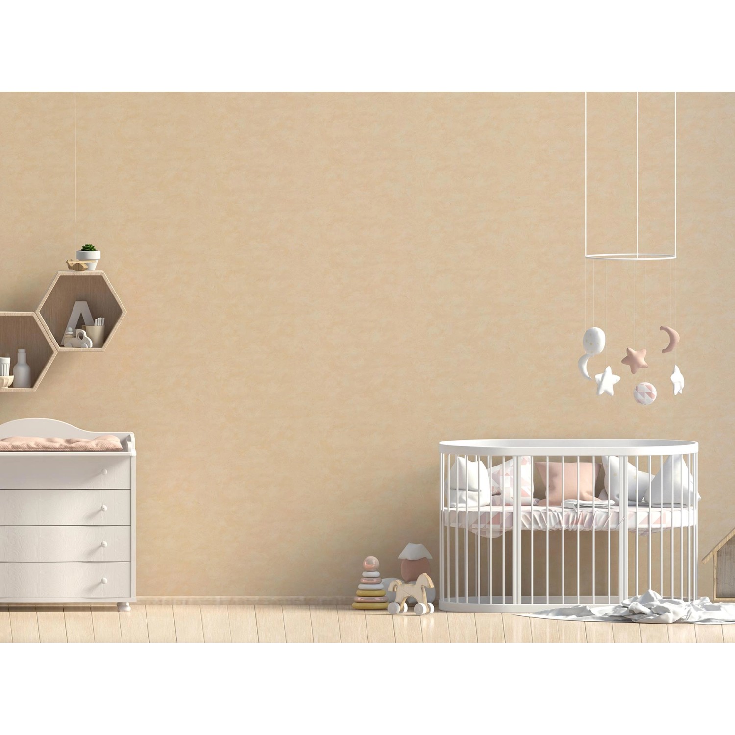 Gelbe Tadessi Unitapete M1 No 3908 als Papiertapete im Kinderzimmer.