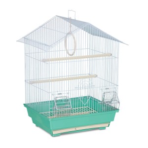 Relaxdays Vogelkäfig Stahl Grün Ausziehbar 49 cm x 39,5 cm x 32 cm