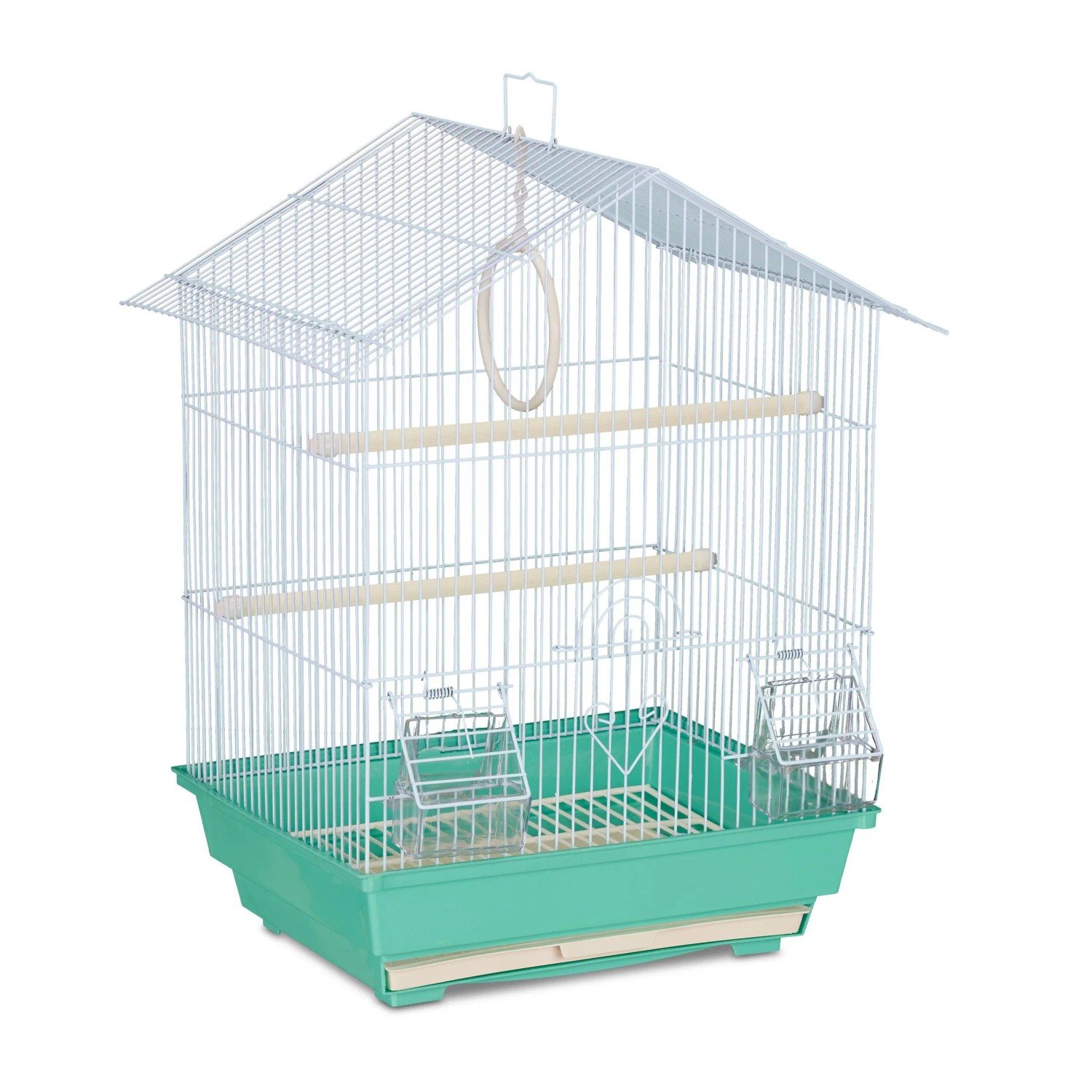 Relaxdays Vogelkäfig Stahl Grün Ausziehbar 49 cm x 39,5 cm x 32 cm