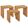 3er Set Beliani Gartenstühle, heller Holzfarbton, aus Akazienholz für Garten und Terrasse.