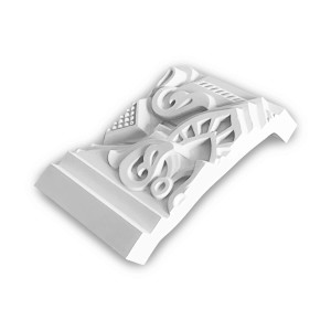 Musterstück einer weißen PROFHOME Eckleiste/Deckenleiste (10 cm) mit floralem Muster.