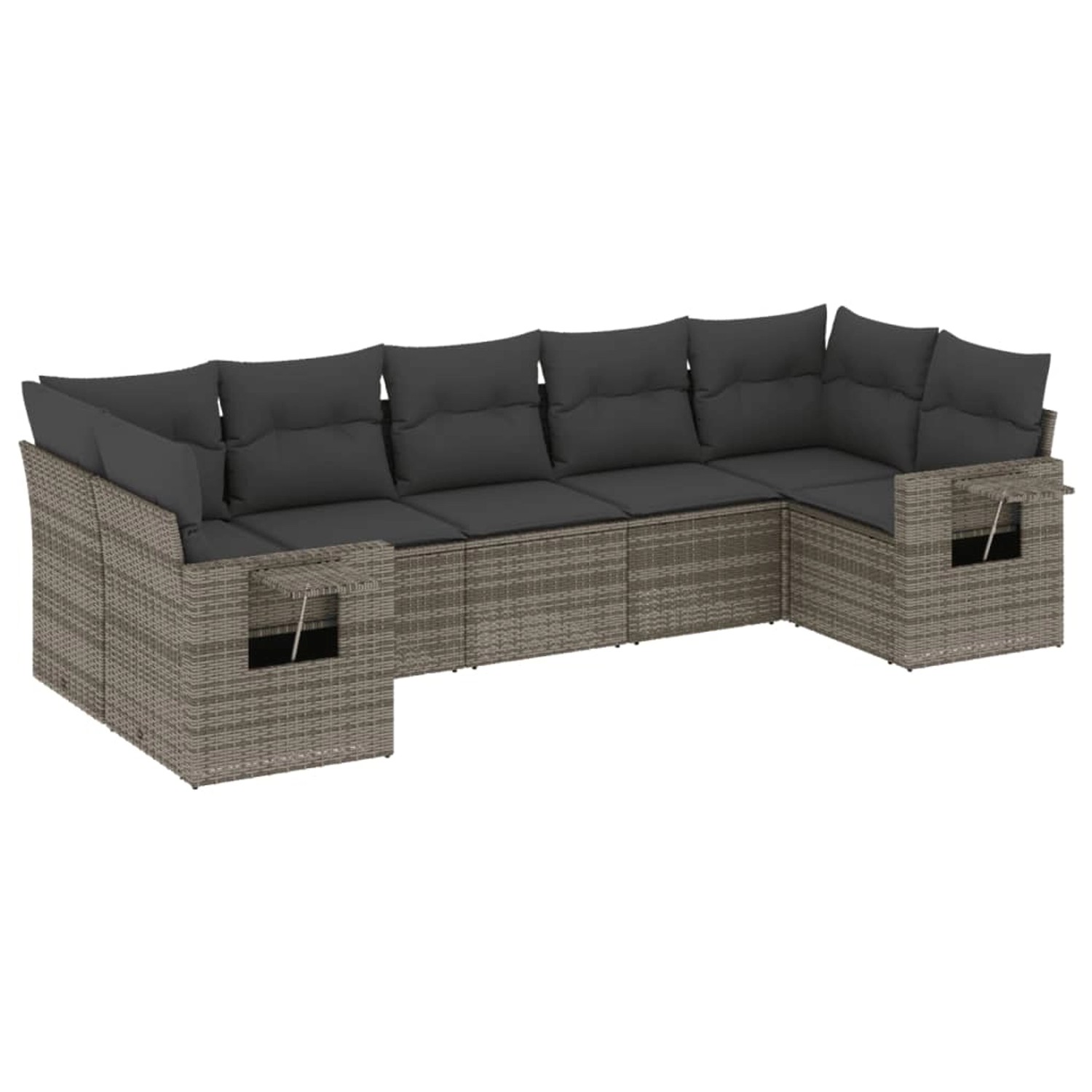 vidaXL 7-Tlg Garten-Sofagarnitur mit Kissen Grau Poly Rattan 3220589 günstig online kaufen