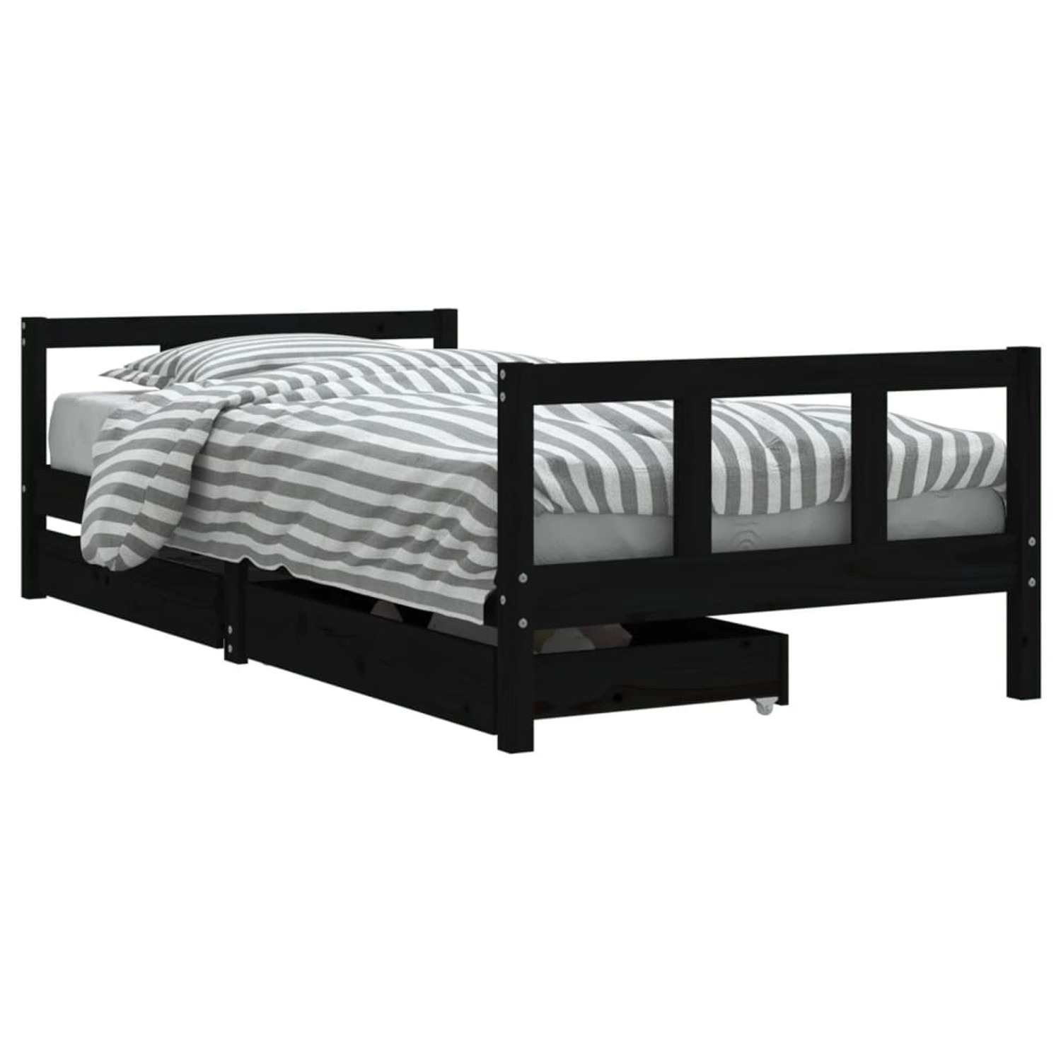 vidaXL Kinderbett mit Schubladen Schwarz 90x190 cm Massivholz Kiefer 834419 günstig online kaufen
