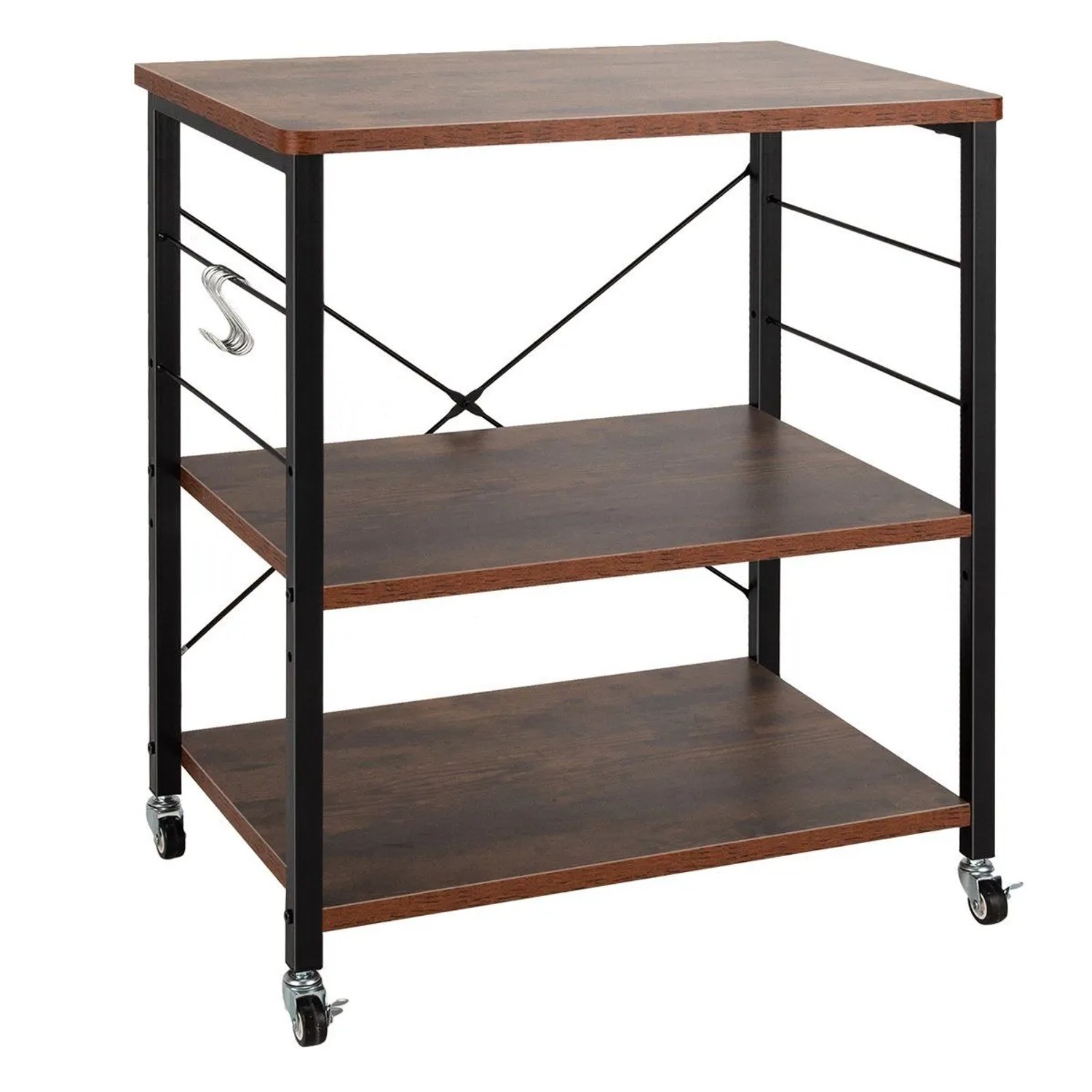 Costway 3 Ebenen Servierwagen mit Rollen Braun 60 x 40 x 73 cm günstig online kaufen