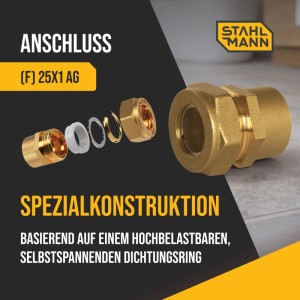 Stahlmann 2er Set EasyFix Muffenverschraubungen mit Innengewinde F Messing für Edelstahl Wellrohr
