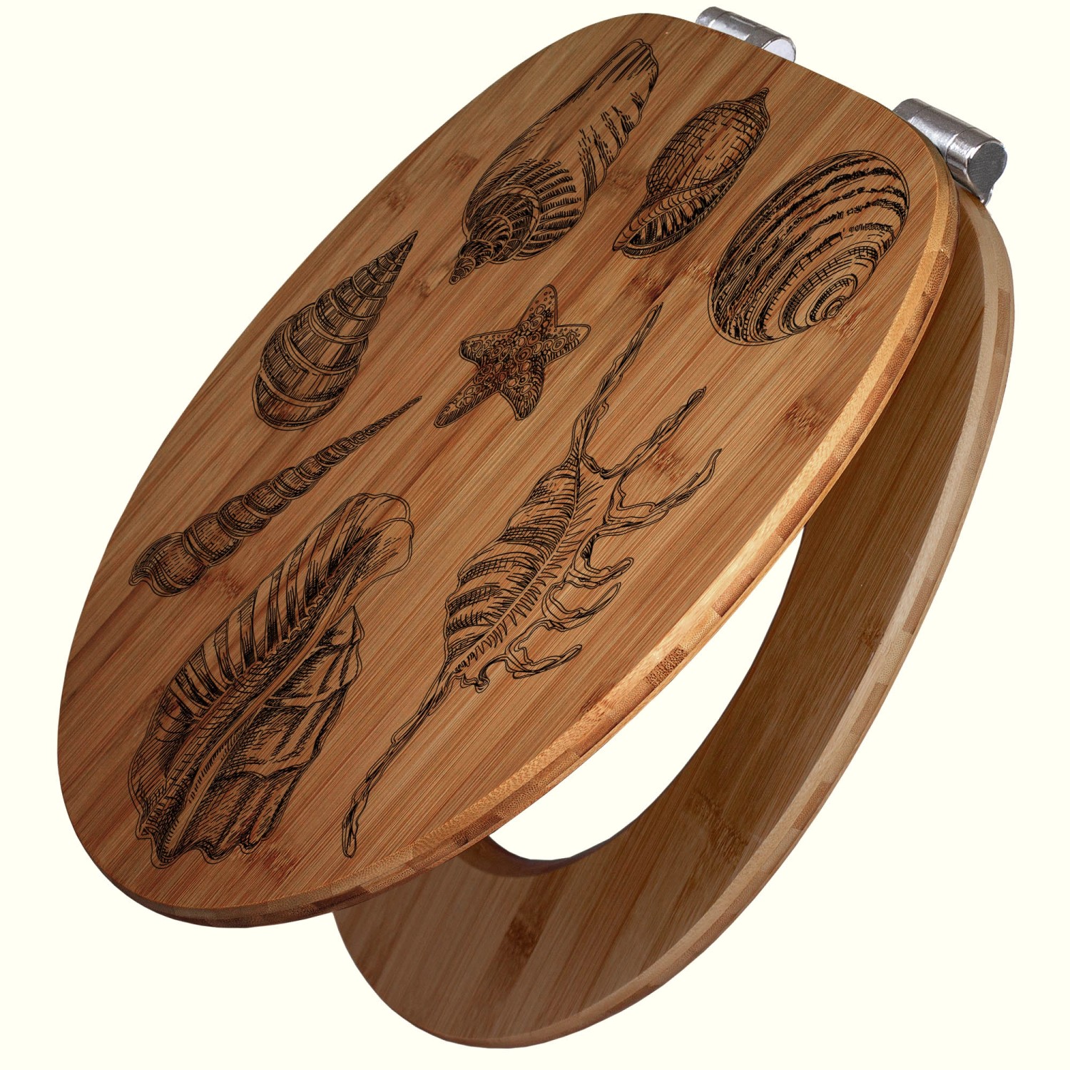 Banjado WC Sitz Bambus Holz Mit Gravur Toilettendeckel Mit Absenkautomatik günstig online kaufen
