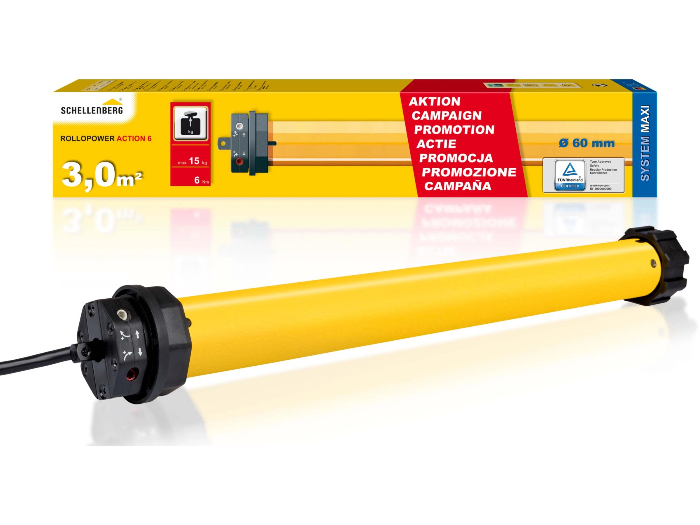 Schellenberg Rohrmotor Set – Rolladenmotor Mini 6 Nm (SW 40) + Zeitschaltuhr Plus Für Automatische Rollladensteuerung