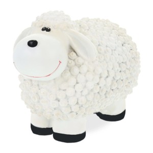 Relaxdays Gartenfigur Schaf Polyresin Weiß Wetterfest 16 cm x 21 cm x 12,5 cm 0,8 kg