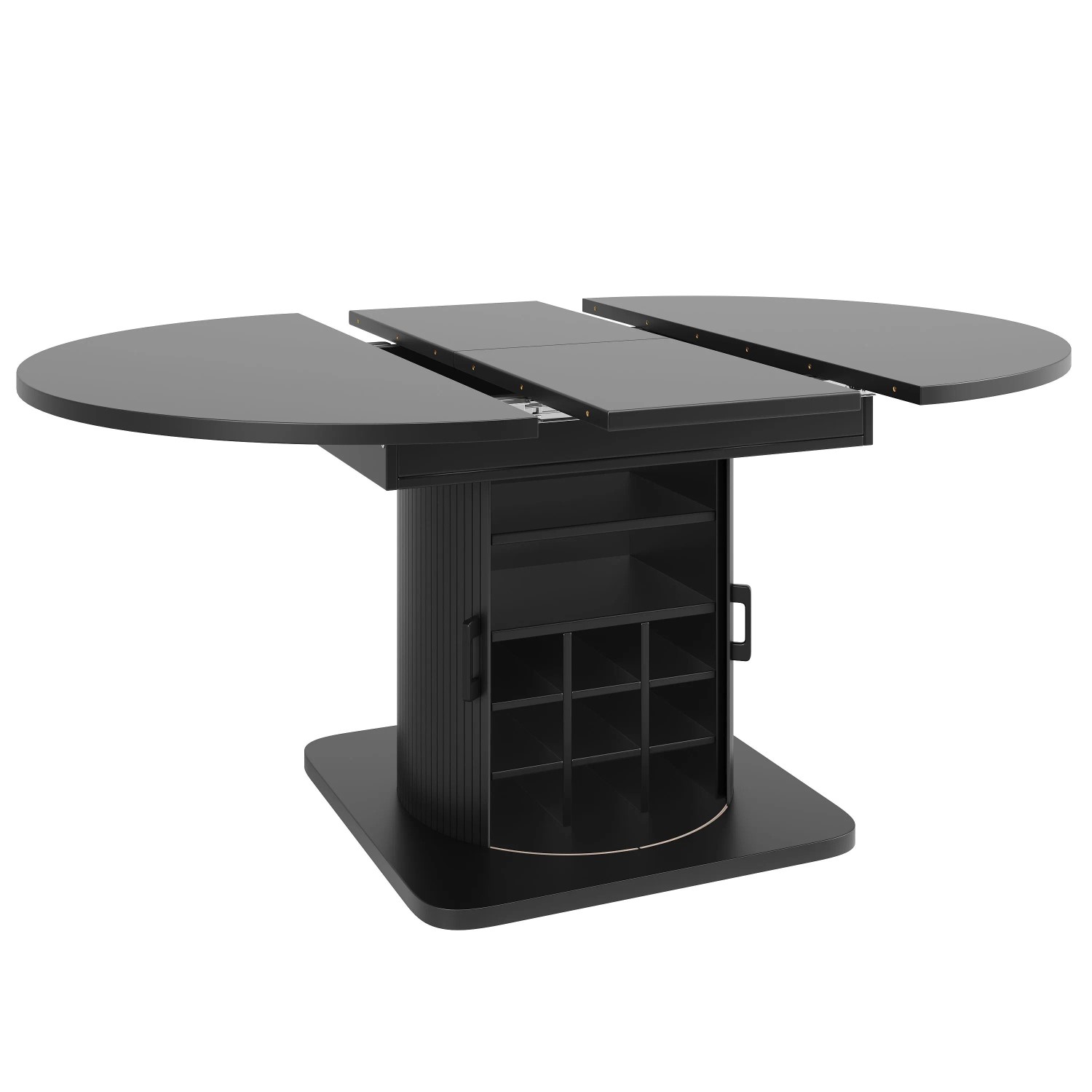 Merax Esstisch Ausziehbar Stauraum MDF Schwarz