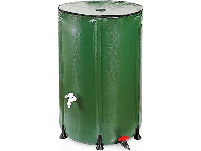 EDA Faltbare Regentonne – 250 Liter, Mit Netzfilter & 2 Wasserhähnen, Wetterfest, 60x88 Cm