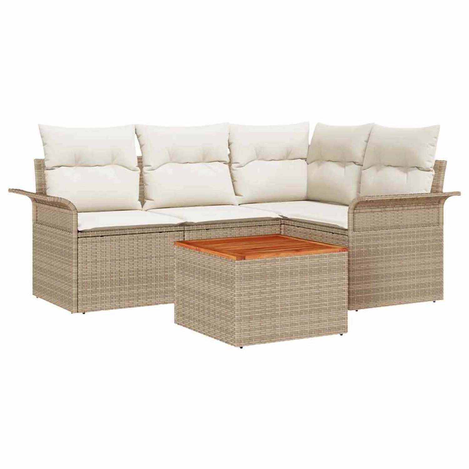 vidaXL Garten-Sofa-Set 5-Tlg Beige Poly Rattan 3347323 günstig online kaufen