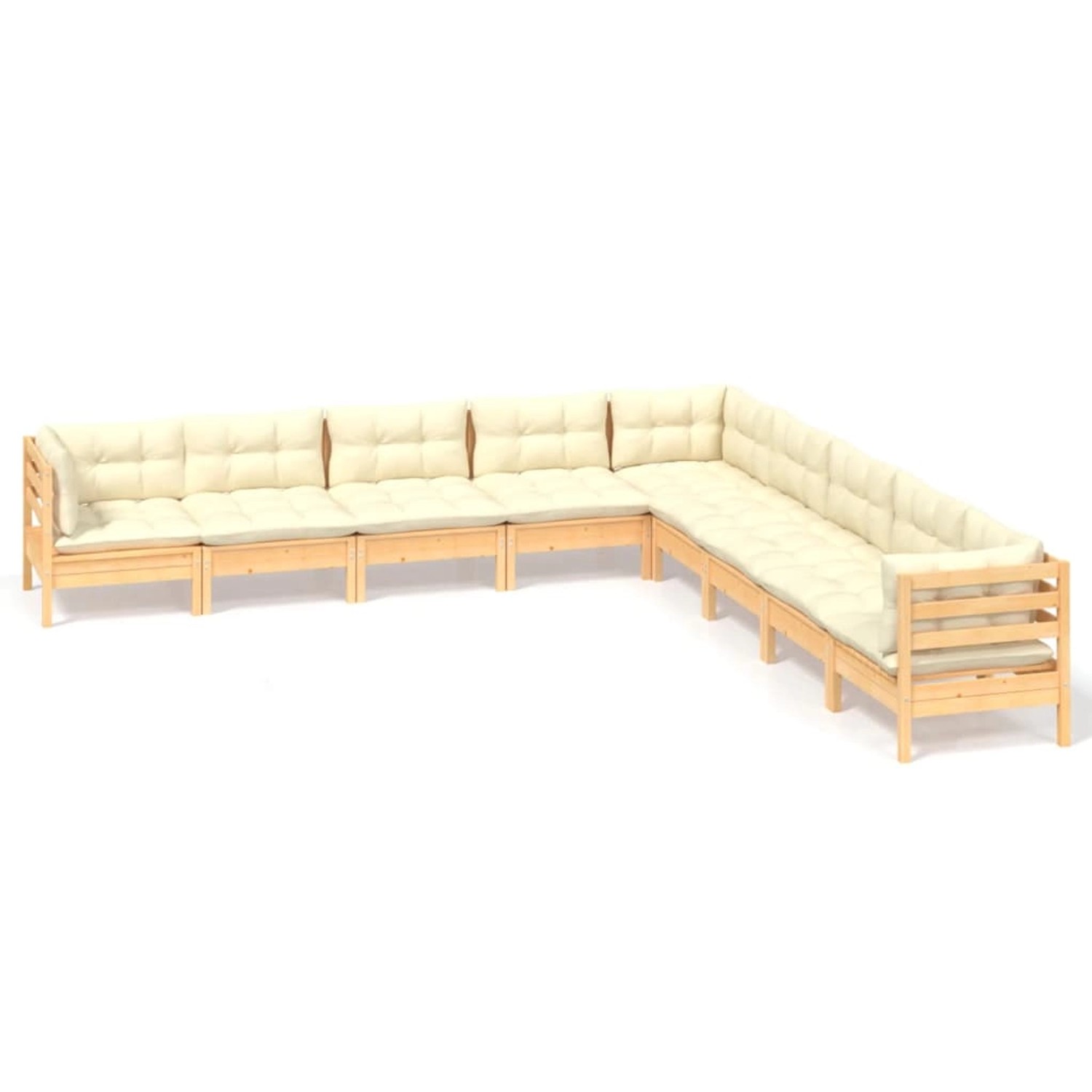 vidaXL 9-tlg Garten-Lounge-Set mit Creme Kissen Massivholz Kiefer Modell 16