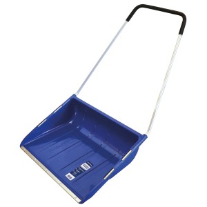 Blaue Sonneck Schneewanne aus Kunststoff, 77x58 cm, mit Stahlkante und Thermogriff.