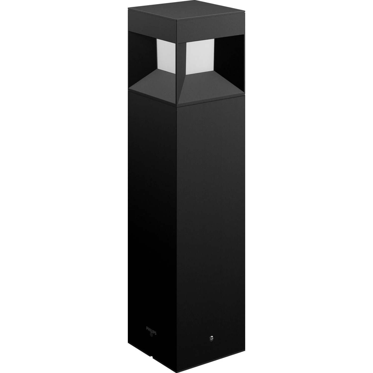Schwarze Philips myGarden LED Sockelleuchte Parterre aus Aluminium, 40cm hoch.