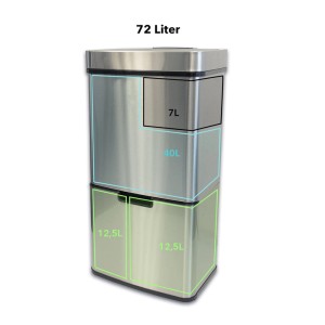 KARAT Mülleimer Dirk, Edelstahl Abfalleimer mit Sensor, 72L Fassungsvermögen.