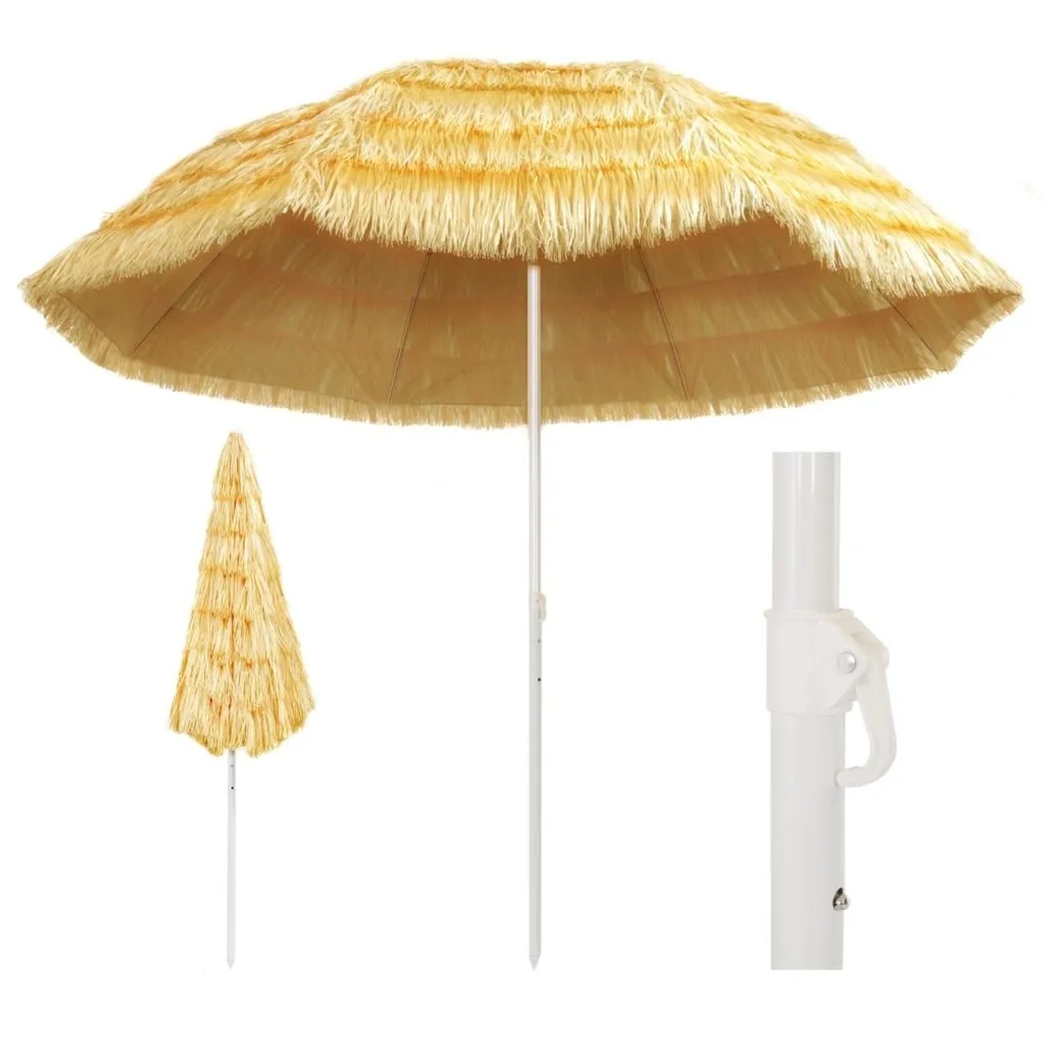 Furnicato Strandschirm Natur 300 Cm Hawaii-stil