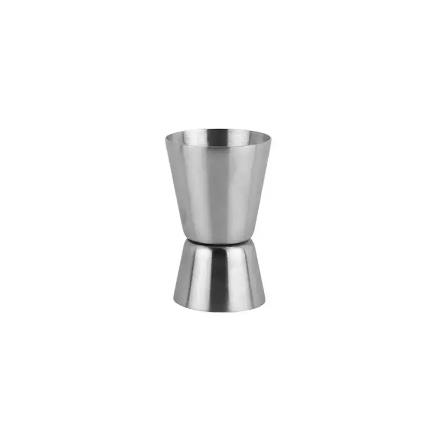 Edelstahl Jigger Cocktail Messbecher 20/40 ml. Glänzender Küchenhelfer zum präzisen Dosieren von Zutaten.