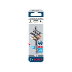 Bosch Spiralbohrer Pro Metal HSS-G Impact, 2mm, Silber. Metallbohrer für präzise Bohrlöcher.
