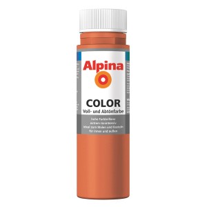 Alpina Color Italien Red, seidenmatte Abtönfarbe in roter Flasche, 250ml.