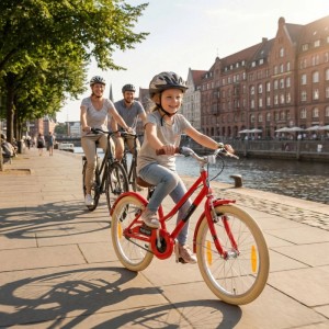 PROMETHEUS BIKES Kinderfahrrad 20 Zoll ab 6 und 7 Jahre Retro Look mit Felgenbremse & Ständer Rot