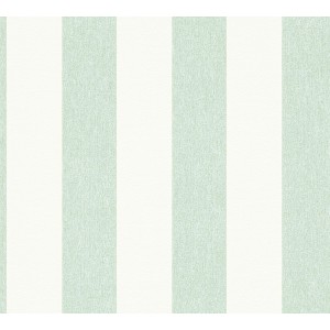 A.S. Création Vliestapete mit grünen und weißen Streifen.