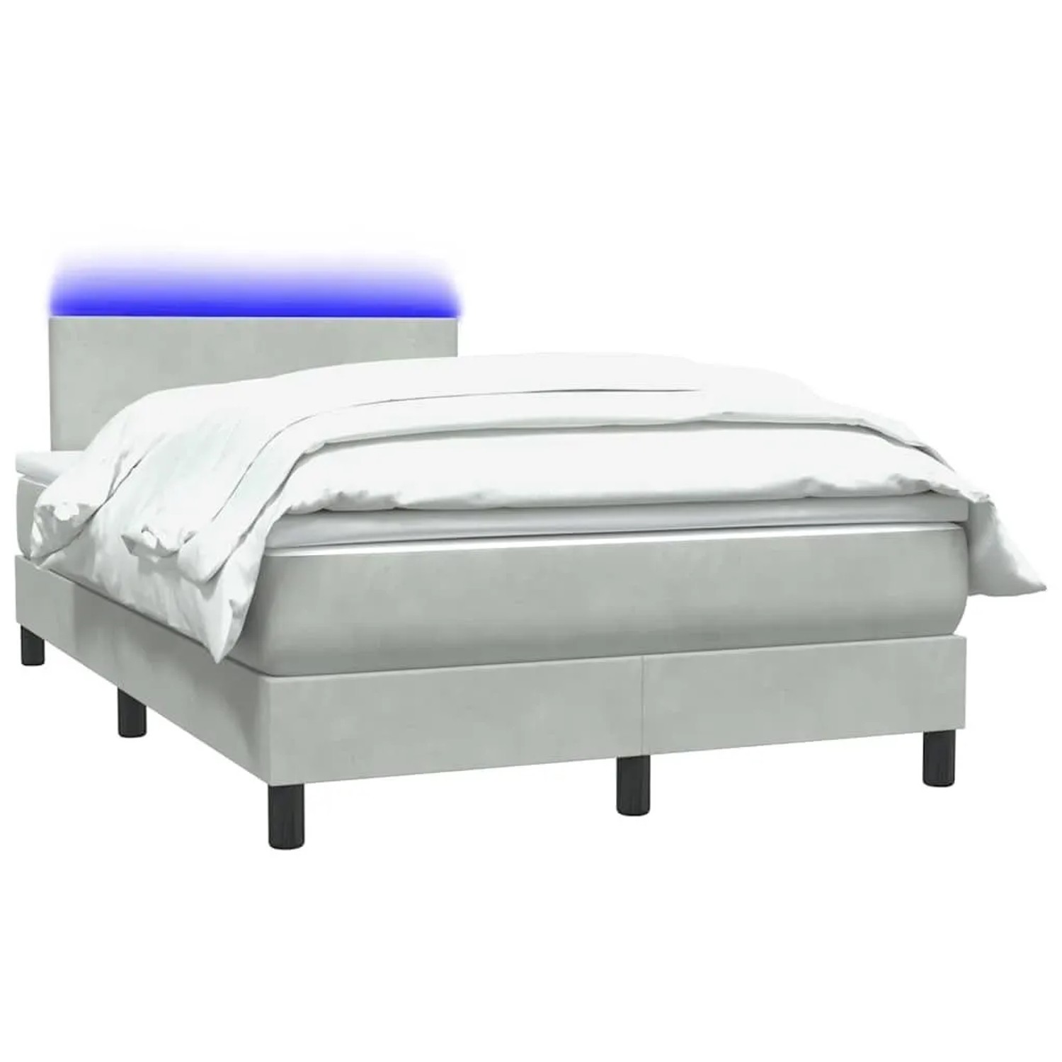 vidaXL Boxspringbett mit Matratze & LED Hellgrau 120x220 cm Samt 3316731 günstig online kaufen