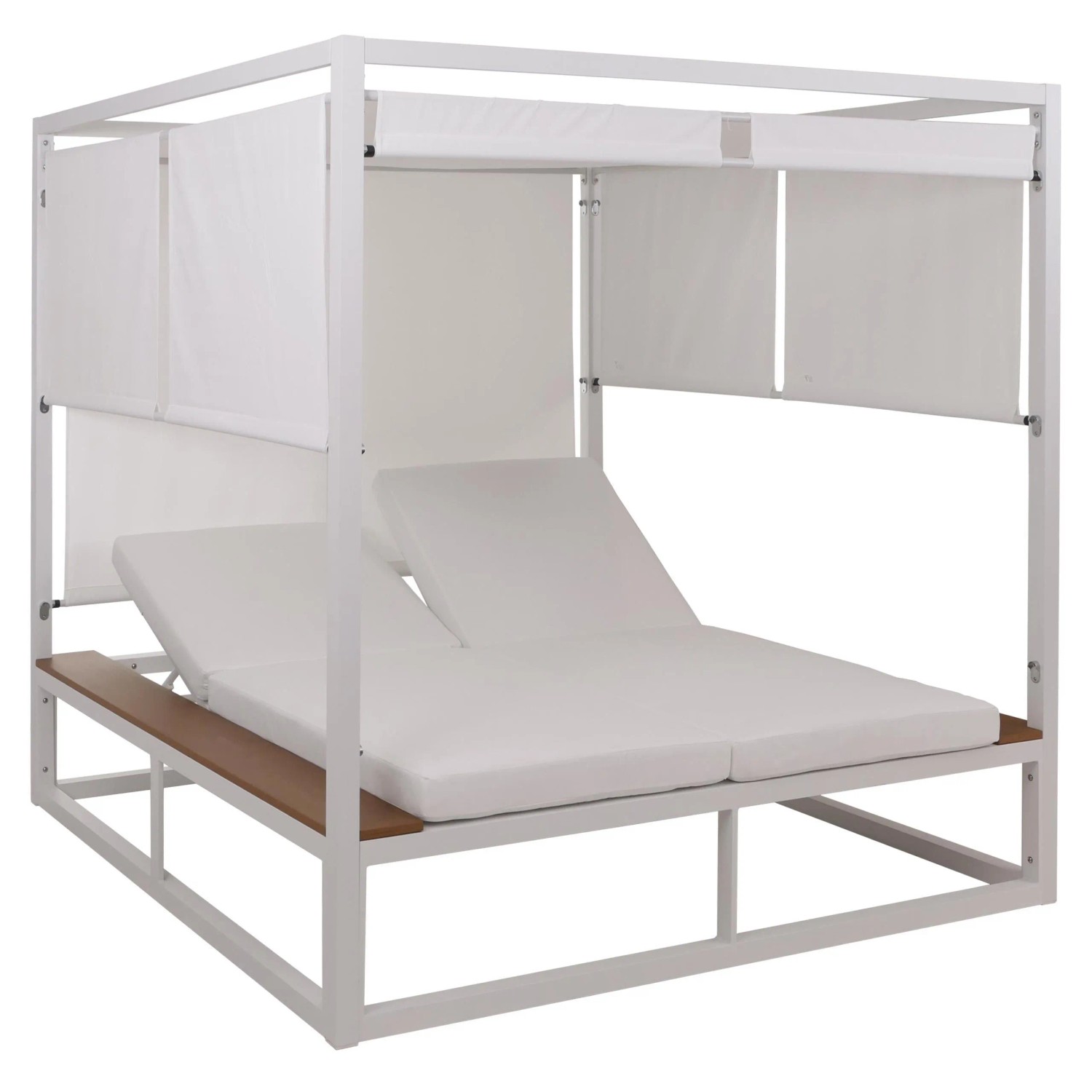 MCW Aluminium Lounge-Gartenliege M63b 10cm-Polster 200cm Weiß Polster Creme