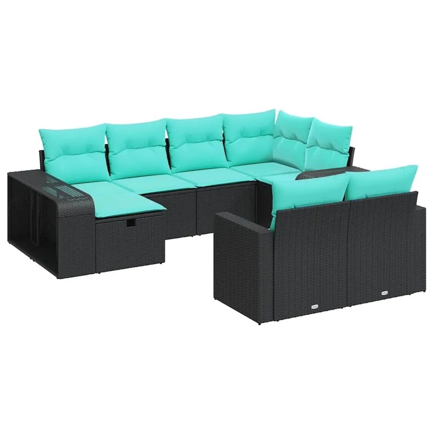 vidaXL 10-Tlg Garten-Sofagarnitur mit Kissen Schwarz Poly Rattan 3326061